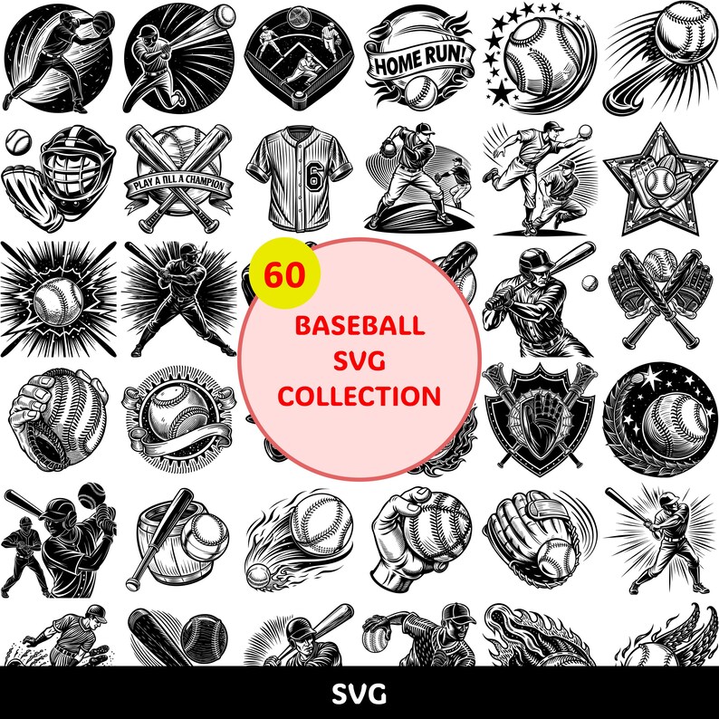 60 Sport Baseball SVG Collection - Baseball Stitches, Baseball SVG ...