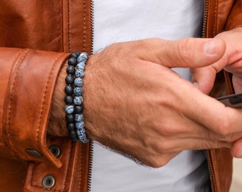 Mens Lava Stone Bracelet: Storm Bead Jewelry Gift