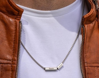 Personalised Necklace for Men, Custom Name Necklace for Him, Anniversary Gift for Him, Husband Gift, Boyfriend Gift, Custom Fathers Day Gift