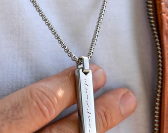 Code Morse Personalised Necklace for Men, Custom Name Necklace for Him, Anniversary Gift for Him, Boyfriend Gift, Custom Fathers Day Gift