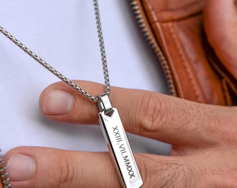 Personalised Necklace for Men, Custom Name Necklace for Him, Anniversary Gift for Him, Husband Gift, Boyfriend Gift, Custom Fathers Day Gift
