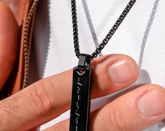 Personalized Morse Code Necklace for Men: Stainless Steel Custom Name Pendant