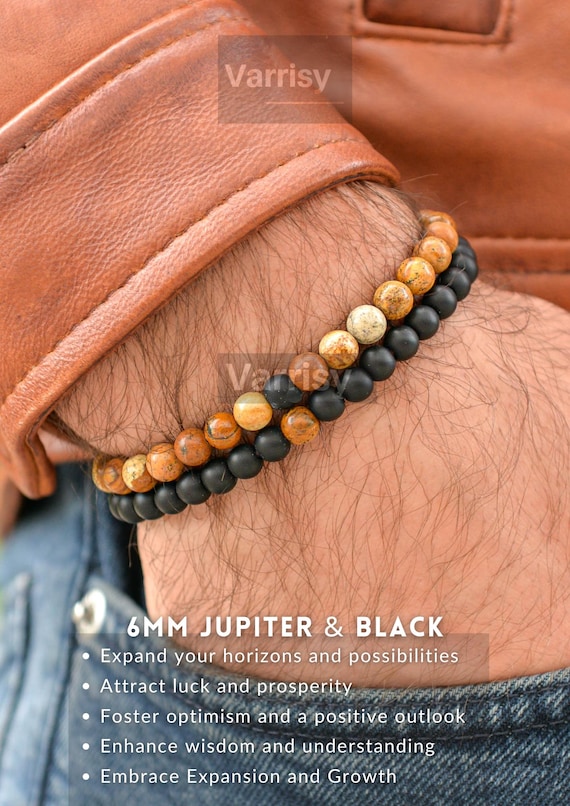 Bracelet Perles Pierre De Lave Et Mélange Gemmes 8mm - Neuf Avec étiquettes, Expédition Rapide
