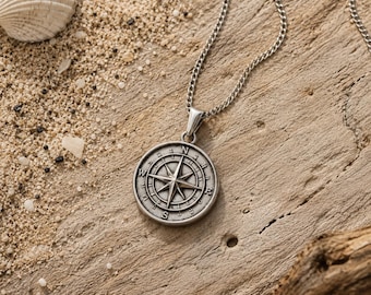 Graduation Gift for Him 2026, Compass Necklace for Men, Class of 2026 Pendant, Personalized New Chapter Gift, Steel Compass Necklace