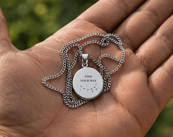 Mens Compass Necklace, Travel Gift for Him, Adventure Pendant, Personalized Wanderlust Necklace, Steel Compass Jewelry for Traveler