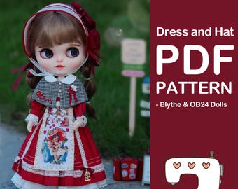 Patterns Doll Clothes for Blythe ,PDF Sewing Patterns For OB24 Dolls, Dress PDF Patterns, Doll sewing With Digital Patterns,Blythe Dress