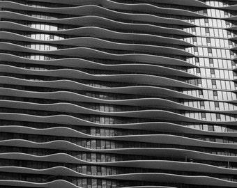 Wavy Building Original Black and White Photo Home Decor Gift Abstract Art Architecture