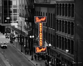 Famous The Berghoff Restaurant Sign Original Black and White Photograph Home Decor Gift Icon