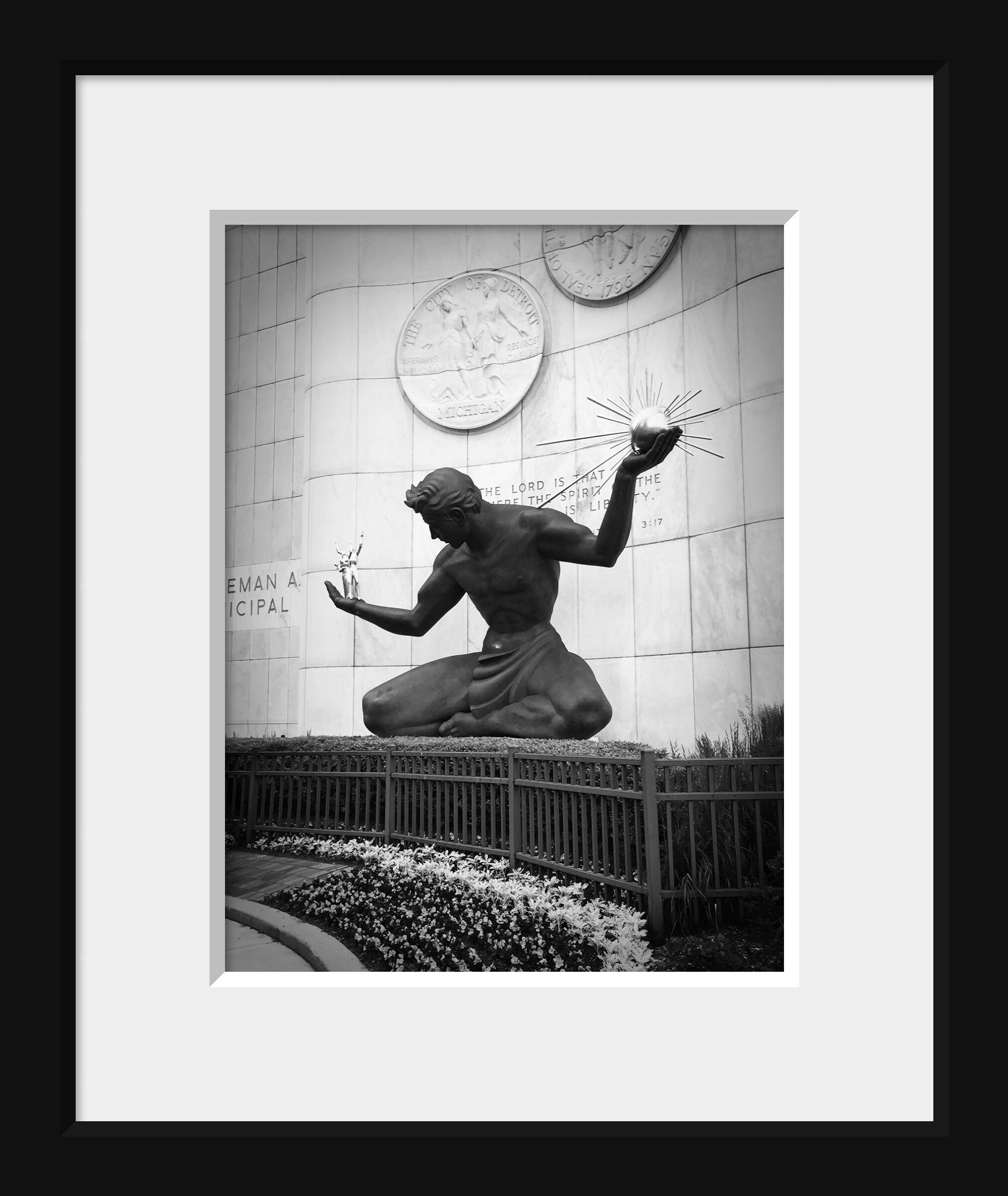 Spirit of Detroit Sculpture Detroit Michigan Black and White Etsy