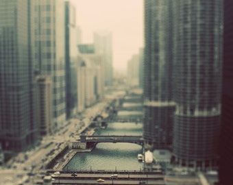 Chicago River Bridges Original Color Photograph Home Decor Gift