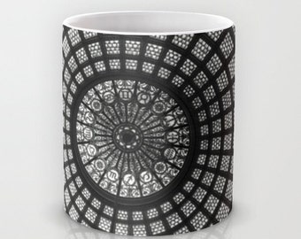 Tiffany Glass Dome Black and White Photo Mug 11 or 15 oz. Kitchen House Warming Gift Architecture