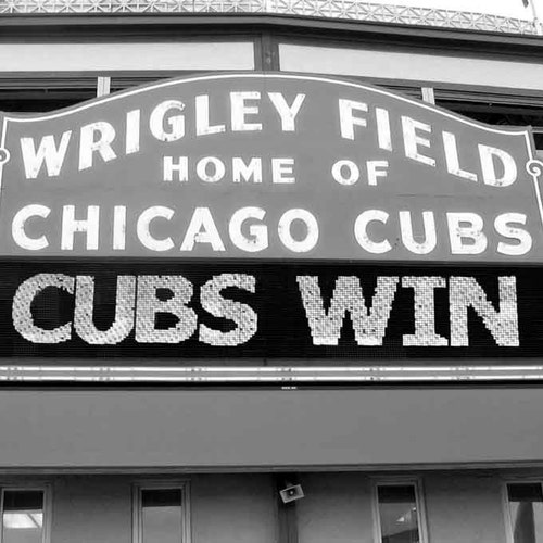 Panneau des Chicago Cubs Wrigley Field, photo en noir et blanc, décoration d'intérieur, cadeau sport, icône de baseball