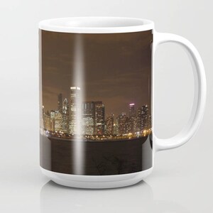 Chicago City Skyline Night Photo Mug Kitchen 11 or 15 oz. Housewarming Gift