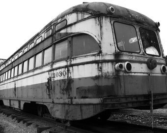 Black and White Old Train Car Photography Home Decor Gift City Icon