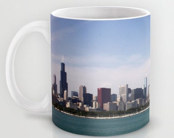 Chicago City Skyline Day Photo Mug Kitchen 11 or 15 oz. Housewarming Gift