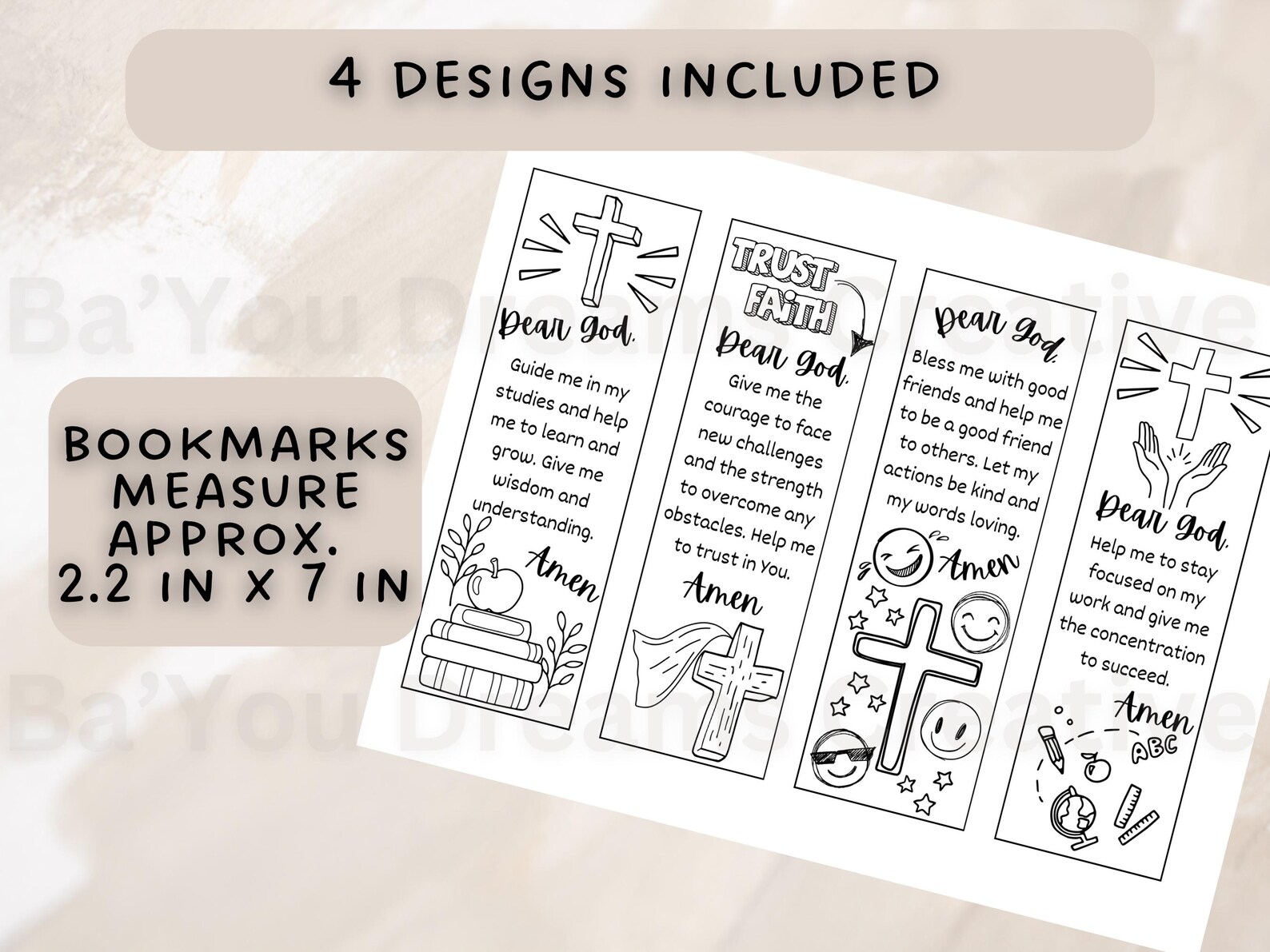 Printable Prayer Bookmarks to Color, Bookmarks With Prayers for ...