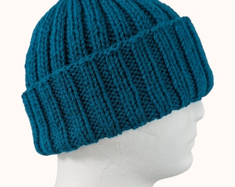 Handmade knit beanie, adult large