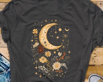 Mystic Moon Phase T-Shirt: Boho Celestial Tee