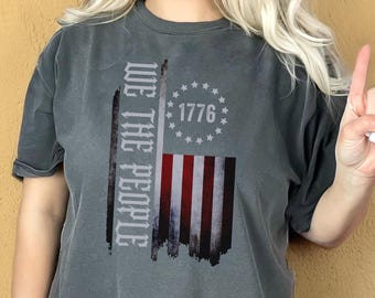 Comfort Colors We The People Shirt: Patriotic USA Flag Tee