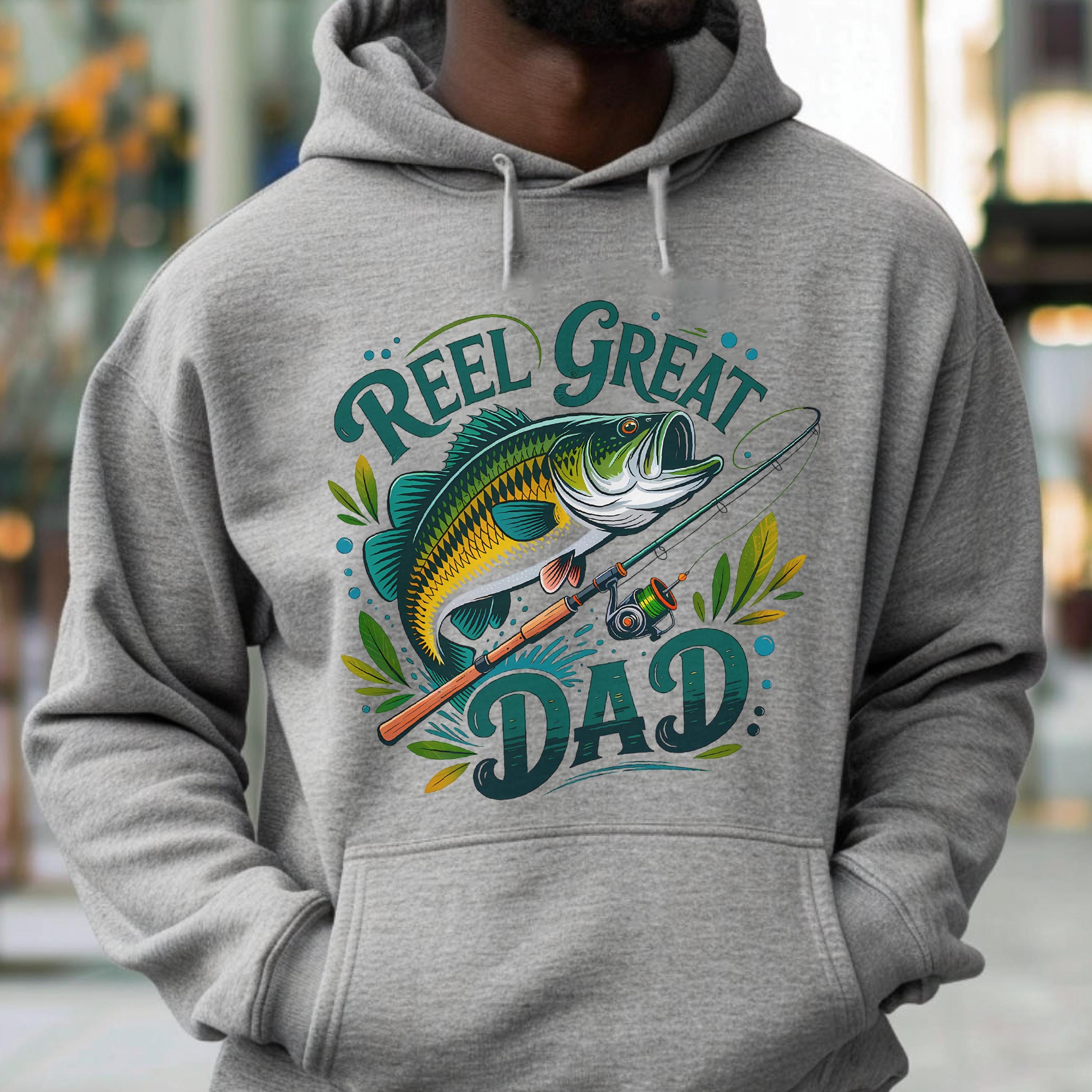 Reel Great Dad Sweatshirt, Fishing Dad Gift, Funny Father's Day Sweat, Fisherman Dad Sweater, Angler Dad Jumper, Bass Fish Sweatshirt