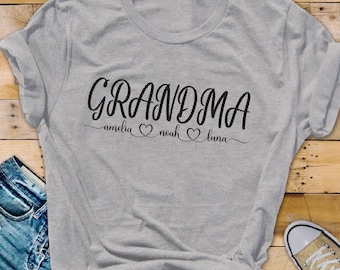 Personalized Grandma Nana Granny Mimi Shirt, Mother's Day Shirt, Custom Grandkids Names, Mother's Day Gift for Grandma, Grandchildren Tee
