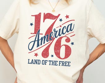 Land of the Free Shirt, 1776 America Tee, Patriotic Shirt, USA Independence Day Tee, Fourth of July Shirt, Graphic Tee Women 1776