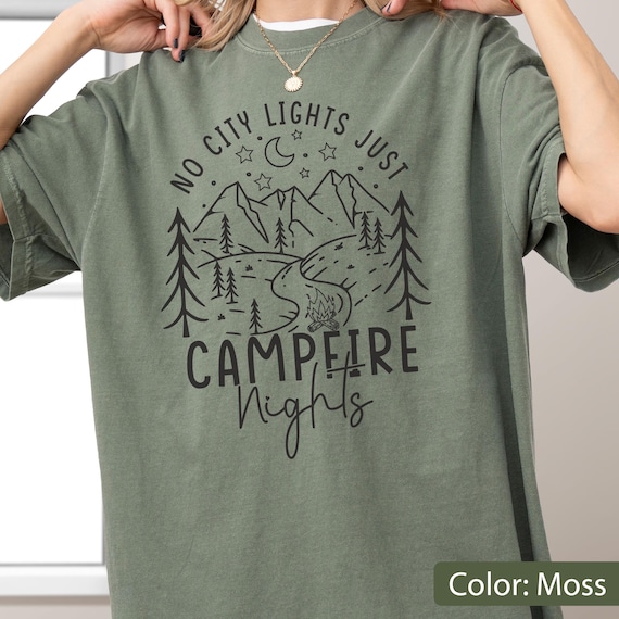 Comfort Colors Campfire Nights Shirt: Cozy Camping Bonfire Tee