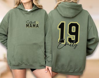 Custom Softball Mama Sweatshirt and Hoodie: Personalized Name & Number, Team Apparel