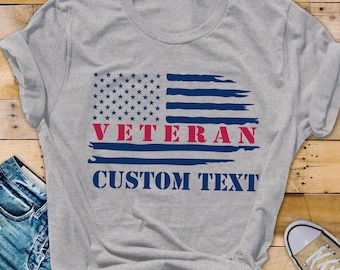 Personalized Veteran American Flag Shirt, Patriotic Tee