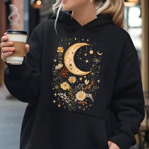 Mystic Moon Sweatshirt, Moon Phase Hoodie, Boho Vintage Moon Sweater, Mystical Moon Phase Hoodie, Celestial Moon Sweater, Astronomy Hoodie
