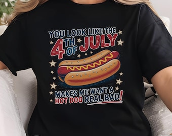 Funny 4th of July Hot Dog Shirt: Retro USA BBQ Tee