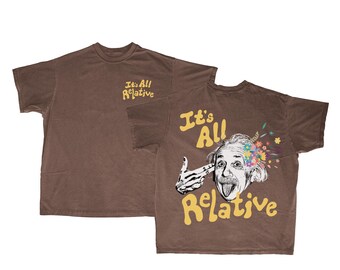 It&#39;s All Relative Oversized Purlple-Brown Box Fit T-Shirt