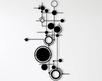 Circles & Lines Metal Wall Art: Geometric Japandi Sculpture, Minimalist Gift for Artist