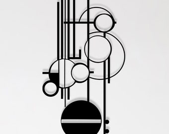 Mid Century Modern Metal Wall Art: Abstract Time Geometric Sculpture