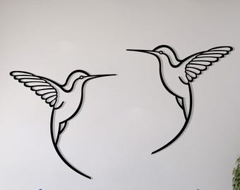 Hummingbird Metal Wall Art: Japandi Flying Birds Garden Decor, Bird Lover's Gift