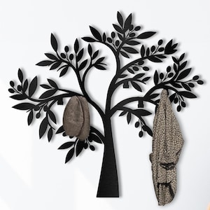 Heart Tree Wall Mounted Coat Rack, Tree Metal Wall Art, Nature Inspired Gift, Hat Rack, Towel Hooks,Key Holder for Wall,Christmas Tree Decor