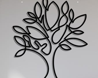 Metal Tree of Life Wall Art: Minimalist Bonsai, Family Tree Garden Decor