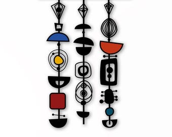 Colorful Wind Chime Themed Metal Wall Art - Suncatcher-looking Laser Cut Sign