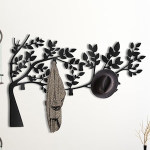 Tree Wall Mounted Coat Rack, Family Tree Metal Wall Art, Nature Inspired Hat Rack Gift, Towel Hooks,Key Holder for Wall,Christmas Tree Decor