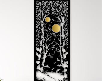 Forest Metal Wall Art and Mirror, Goth Nature Tree Decor, Plant Lover Botanical Gift