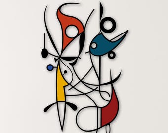 Nautical Metal Wall Art: Colorful Abstract Whale, Bird, Fish Sculpture