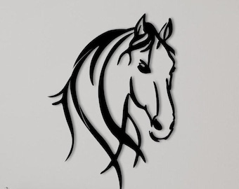 Metal Horse Head Wall Art: Minimalist Sculpture, Modern Farmhouse Decor