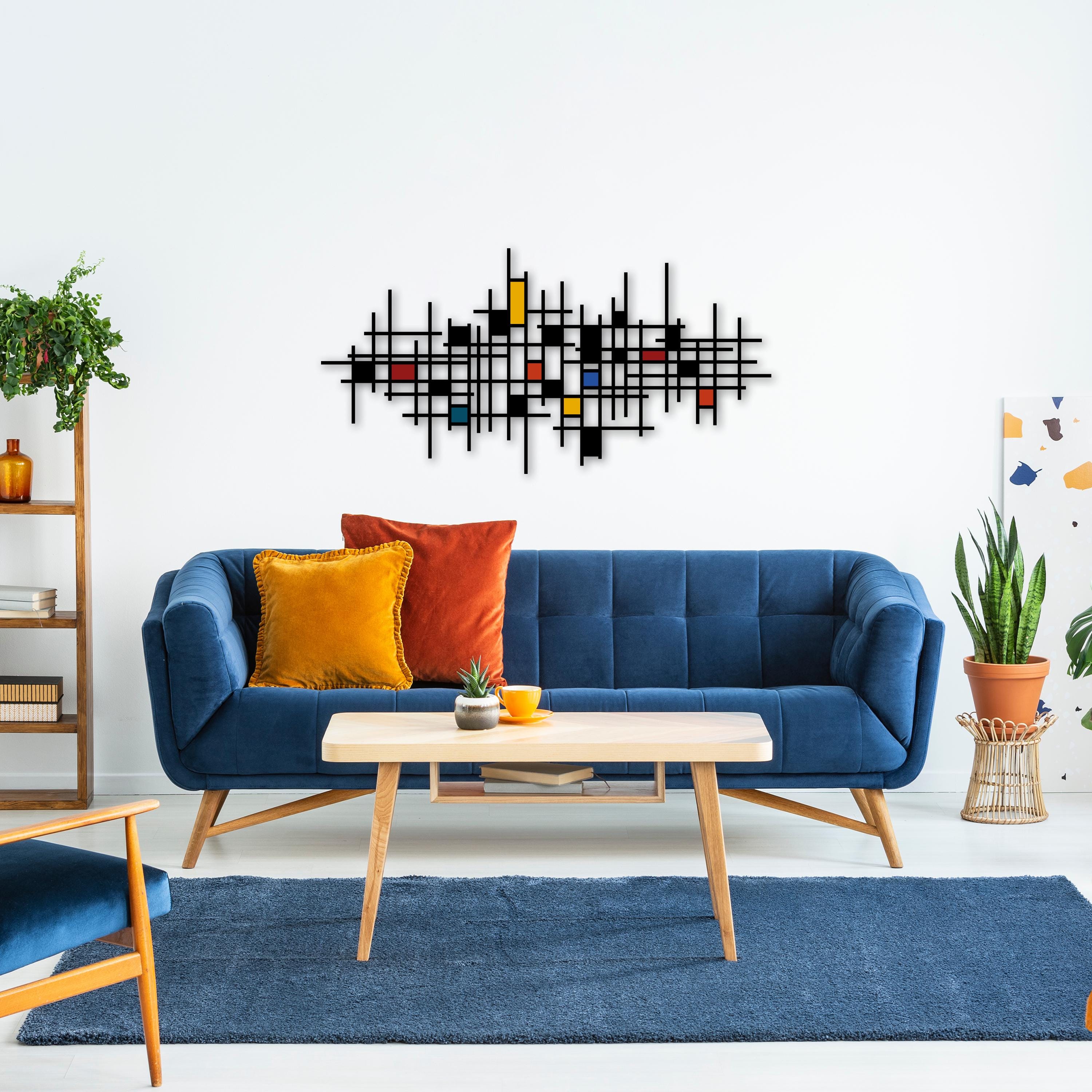 Colorful Metal Wall Art: Geometric Figures & Lines Sculpture, Creative
