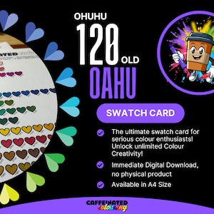 120 (ancien jeu, anciens codes) Carte d&#39;échantillons de marqueurs Ohuhu OAHU | Grappes de couleurs | Tableau de coloriage organisé DIY | Téléchargement numérique A4
