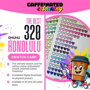 320 Ohuhu Honolulu carte d'échantillons de marqueurs | Grappes de couleurs | Tableau de coloriage organisé DIY | Téléchargement numérique au format A4 et lettre US