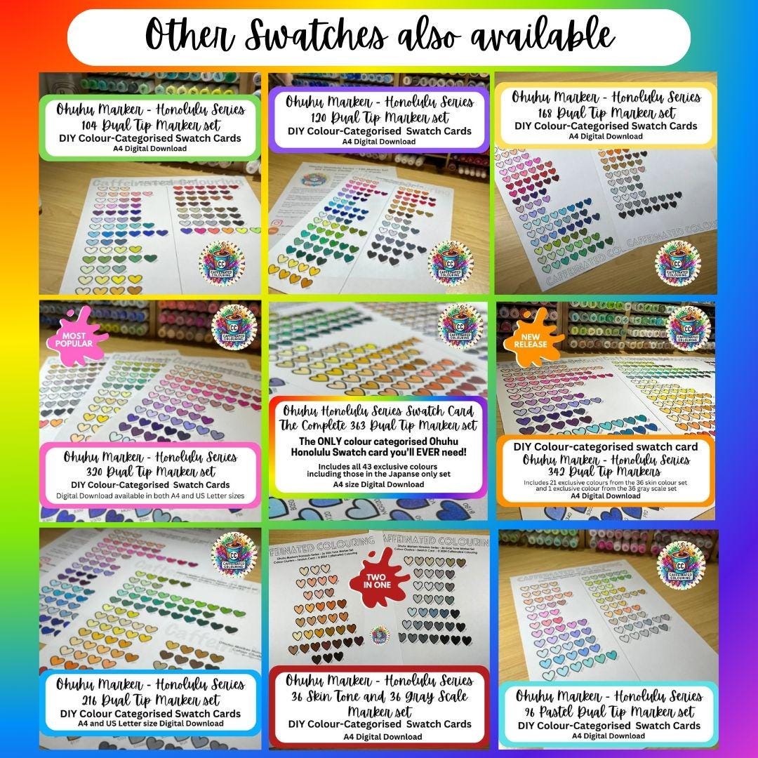 216 Ohuhu Honolulu Marker Swatch Card | A4 and US Letter
