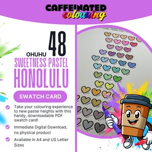 48 Sweetness Pastel Ohuhu Honolulu Marker Swatch Card | Agrupamentos de cores | Tabela de colorir DIY organizada | A4 Digital Download PDF