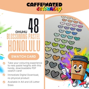 48 Blossoming Pastel Ohuhu Honolulu Marker Swatch Card | Colour Clusters | Organised DIY Colouring Chart | A4 Digital Download PDF