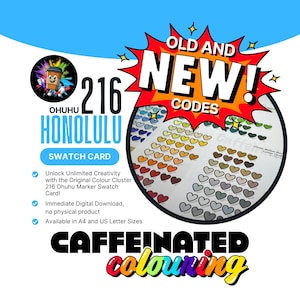 Ohuhu Honolulu Marker Swatch Card: Color Chart with Old & New Codes (Digital Download)