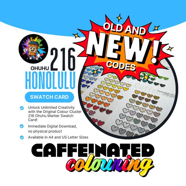 Ohuhu Honolulu Marker Swatch Card: Color Chart with Old & New Codes (Digital Download)